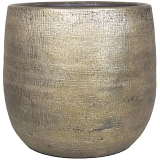 INNA-Glas Keramiktopf mit Maserung, Gold, 16 cm, Ø 17,5 cm - Blumengefäß | mit Rechnung - Blumengefäß