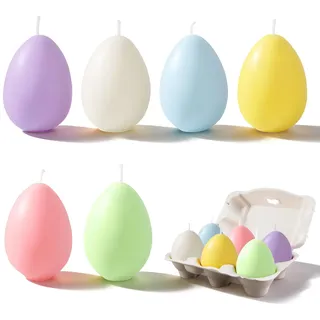 ZoneYan Ostereikerze im 6er Set, Osterdeko Modern Kerzen Set, Eierkartonverpackung, es Wird Aus Sojawachs Hergestellt und Hat Einen Leichten Duft, für Osterfest, Osterdekoraion,Ostergeschenke