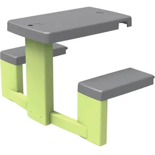 SMOBY Life Outdoor-Picknicktisch-Set mit 2 Bänken, Anti-UV, recyceltes Material, für Kinder ab 2 Jahren – Grün/Grau - Grün, Grau