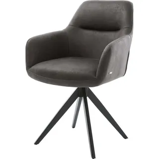 DeLife Esszimmerstuhl Pejo-Flex Mikrofaser Anthrazit Vintage Kreuzgestell kantig Schwarz Taschenfederkern