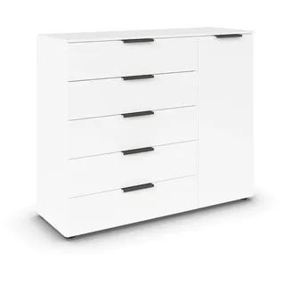 Rauch Möbel Flipp, Kommode für Schlafzimmer, Kinderzimmer, Wohnzimmer, Jugendzimmer, Flur, Garderobe, 1-türig, 5 Schubladen, mit Softclose-Funktion, Farbe Weiß, Breite 120 cm
