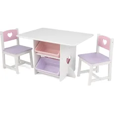 Bild Tisch- und Stuhlset Herzchen weiß/rosa