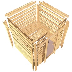 Bild von KARIBU Sauna Anja inkl. 9 kW Saunaofen mit externer Steuerung, für 3 Personen - beige