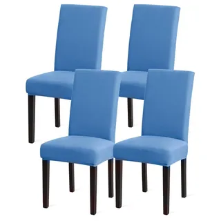 Stuhlhussen 4er Set Blau Stretch Elasthan Waschbar für Esszimmerküche Bankett