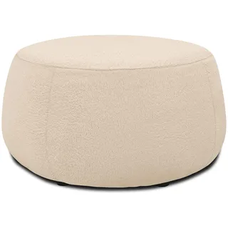 DOMO. collection Polsterhocker Molina, moderner, runder Hocker aus Teddy-Stoff, Sitzhocker, Fußhocker, Beistellhocker, Sofa-Hocker, Garnitur 75 x 75 x 42 cm (BxTxH), creme