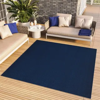 TAPISO Mono Quadrat Teppich Dunkelblau Indoor Outdoor 250 x 250 cm | Kurzflor UV-beständig Einfarbig Wohnzimmer Schlafzimmer Kinderzimmer Modern Design OEKO-TEX