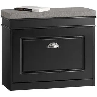 SoBuy FSR82 Schuhbank 60 x 51 x 24 cm schwarz / schwarz lackiert