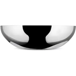 Alessi Double doppelwandige Schale, aus Edelstahl, Silber, 2.8 x 27 x 18 cm