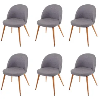 Mendler 6er-Set Esszimmerstuhl HWC-D53, Stuhl Küchenstuhl, Retro 50er Jahre Design, Stoff/Textil ~ dunkelgrau