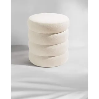 Blumtal Samthocker mit Stauraum Rund – Samt Pouf Creme , Beige , Textil , 42x47x42 cm , Wohnzimmer, Sessel, Hocker & Hockerbänke, Sitzhocker
