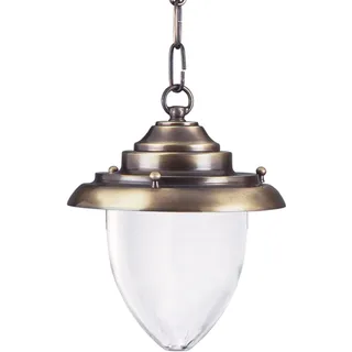 GREVENA Messing Hängeleuchte Außen IP23 Glasschirm Terrasse 1-flammig E27