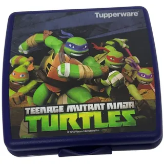 Tupperware Sandwich-Box Aufbewahrungsbox Brotdose quadratisch für Kindergarten und Schule Sandwichbox blau Ninja Turtles Kämpfer