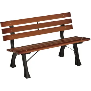 Outsunny Gartenbank, 2-Sitzer, Parkbank mit Rückenlehne, Holzbank, für Garten, Balkon, Kaffee , Dunkelbraun , Metall, Holz , 57x70x120 cm , Gartenmöbel, Gartenbänke