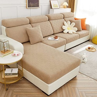 ele ELEOPTION Stretch Sofa Sitzkissenbezug,Upgraded Spandex rutschfest Sofasitzbezug,Sofabezug Couchbezug Sofa Überzug für Sofa Sitzkissen (Khaki,1 Sitzer für Länge 65-95CM)