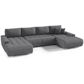 FEDVE Ecksofa Big Sofa Eckcouch mit Schlaffunktion Dhaka U, Form Couch Sofagarnitur - Grau