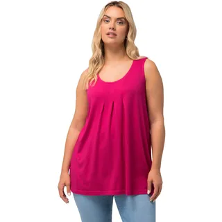 Ulla Popken Damen große Größen Übergrößen Plus Size Top, Zierfalten, A-Linie, Rundhals, ärmellos, Modal Fuchsia pink 46+ 796470815-46+