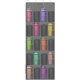 EEEKit Wasserflaschen Halter zum Aufhängen, Tassenregal mit 20 Erweiterbaren Taschen, Flaschenhalter Schrank für Küche Tür