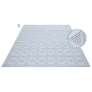 Teppich MY HOME "Tornio, in Woll-Optik auch für Balkon und Terrasse, Boho" Gr. 1, beige (natur), B:60cm H:10mm L:90cm, Polyester, Teppiche, Teppich, In- und Outdoor geeignet, wetterfest & UV-beständig, Hoch-Tief- Optik