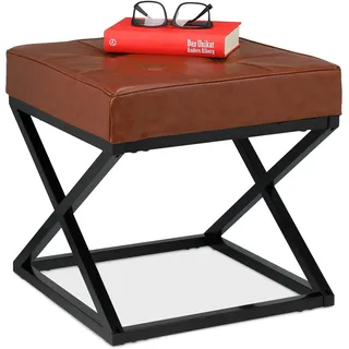 Relaxdays Sitzhocker Kunstleder 41 x 41 x 41 cm Schwarz/Braun