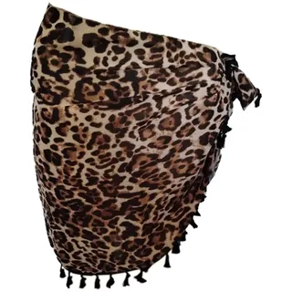 Damen Sarong Pareo Sexy,Strand Wrap,Sommer Chiffon Strandtuch,Vertuschung Chiffon Bikini,Transparent Cover up,Strand Rock,Strandkleid zum Tragen über Badeanzügen,50x180cm,Leopardenmuster Schwarz