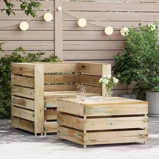 vidaXL 2-tlg. Garten-Lounge-Set aus Paletten Imprägniertes Kiefernholz - Braun