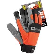 Reis RMC-VISIONER_L Mechanics Gloves Schutzhandschuhe, Orange-Schwarz-Grau, L Größe, 12 Stück