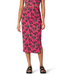 Amazon Essentials Damen-Jersey-Rock, schmale Passform, gerüscht, matt (Oberteil separat erhältlich), Hot Pink Leafy Floral Ditsy, Größe L