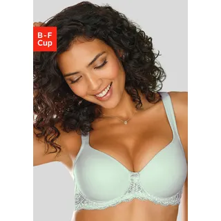 Schalen-BH LASCANA, Damen, Gr. 90, Cup C, grün (mint), Microtouch, Obermaterial: 85% Polyamid, 15% Elasthan, BHs Schalen-BH, mit Bügel, nahtlos vorgeformte Cups, Spitzendetails, Dessous