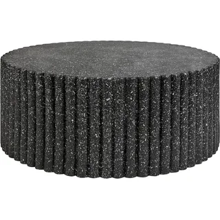 BELIANI Couchtisch Schwarz Leichtbeton und Glasfaser Rund  117 cm Terrazzo Optik Lamellen Modern Skandi Outdoor & Indoor Terrasse Garten Wohnzimmer - Schwarz