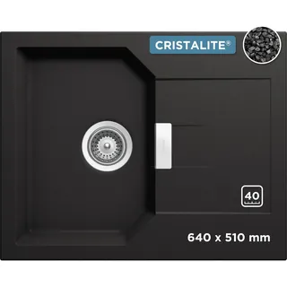 Schock Manhattan D-100XS links Einbauspüle nero Cristalite Excenterbetätigung 640 x 510 mm