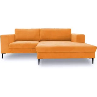 DOMO Collection Modica Ecksofa, moderne L-Form, kleine Ecke, Eckcouch, Sofa Eckgarnitur, Cord, orange, 244x173x83
