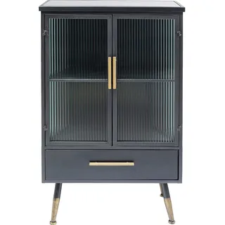 Kare Design Kommode La Gomera Schwarz/Gold, 2 Türen 1 Schublade, Schrank, Vitrine, Stauraum, für Wohnzimmer, Küche, Glastüren, Vitrinen Schrank, Highboard, 105x65cm