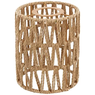 Cnwinu Lampenschirm Rattan,Boho Lampenschirm braun, Tischleuchte Ersatzschirm Zubehör für hängelampe Deckenlampe Pendelleuchten Stehlampe,H 15cm,Ø12cm (1 Stück)