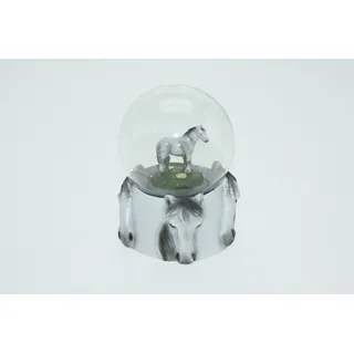 Glitzerkugel Pferd weiß H 6,5 cm Tier Schnee Miniatur Schüttel Glas kugel