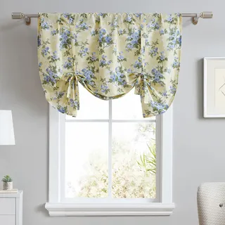 Laura Ashley - Volant aus Baumwolle, stilvolle und leichte Fensterbehandlung für Heimdekoration (Cassidy Yellow, 127 x 63,5 cm)