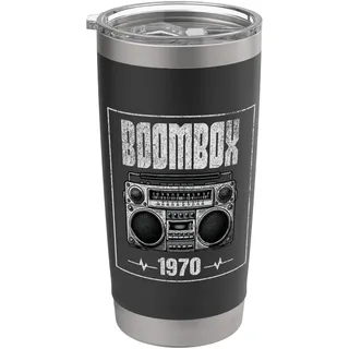 Boombox CD-Player Kassette Audio AM FM Radio 1970 Geburtstag Doppelwandiger Edelstahl-Thermobecher