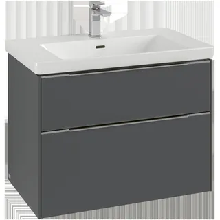 Villeroy & Boch Subway 3.0 Waschbeckenunterschrank, 2 Auszüge, 772x576x478mm, C57400AA, Farbe: Front/Korpus: White Oak, Griff: Aluminium glänzend