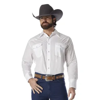 Wrangler Men's Authentic Cowboy Cut Work Western Long-Sleeve Firm Finish Shirt
