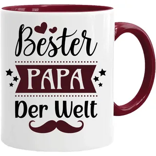 Papa-Tasse mit Spruch – Bester Papa der Welt – Lustiges Geschenk zum Geburtstag oder Vatertag (Maroon)