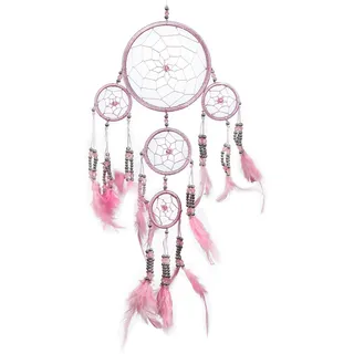 Pink Pineapple Dreamcatcher mit Federn und Silber Perlen: Handgemachter Traumfänger Vielen Farben Erhältlich - Kleine Traumfanger Mit 12 cm Durchmesser und 35 cm Lang (Rosa)