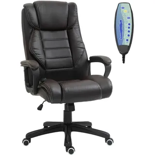 Vinsetto Bürostuhl mit Massagefunktion, höhenverstellbar, 6 Vibrationspunkte, Braun , Kunststoff , 64x120x74 cm , Büromöbel, Bürostühle, Drehstühle