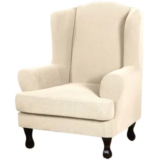 WYJHNLBEDC 2 Stück Ohrensessel überzug Stretch, Elastischer Sesselschoner | für Ohrensessel/loungesessel Outdoor/Sessel Wohnzimmer/Sofa 1 Sitzer