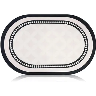Genérico Badematte, rutschfest, saugfähig, oval, geometrisches Design, Schwarz und Weiß