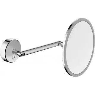 DEUSENFELD WL500CTD - Premium Wand LED Kosmetikspiegel, CTT - stufenlos einstellbarer Farbton von 2700-6500K, LED Touch-Control, 5x Vergrößerung, Ø22cm, 230V Direktanschluss - Silber