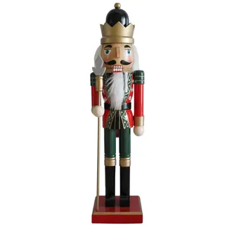 Mobili Rebecca Nussknacker Dekofigur 35 cm , Grün , Holz , 8x35x10 cm , Dekoration, Weihnachtsdekoration