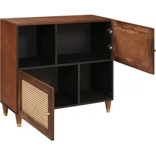 vidaXL Sideboard Braun 80 x 33.5 x 75 cm Rohr und massives Mangoholz - Braun