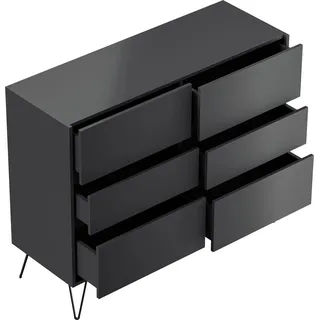 Posseik Sideboard Industrial M 6 Schubladen 120 cm Grafit