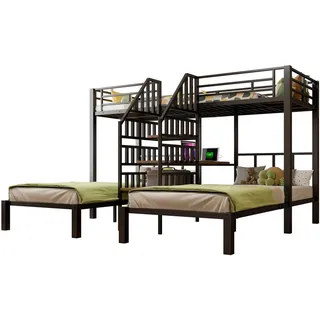 stilvora Etagenbett 90 x 200 cm Metall schwarz