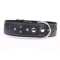 Capadi K0461 Hundehalsband verziert mit farbigen Christallsteinen und kleinen Nieten aus echtem strapazierfähiges Leder weich unterlegt, schwarz, Breite 50 mm, Länge 50 cm
