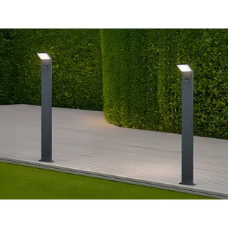 LED Pollerleuchte mit Sensor in Anthrazit 100cm - 2er Set Terrassenbeleuchtung